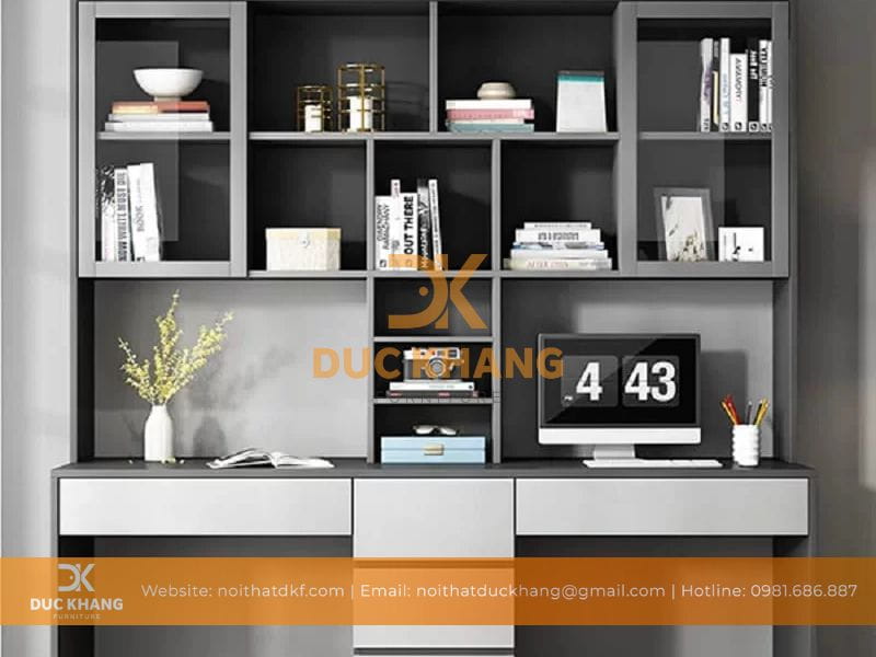 Bàn làm việc 2 người kết hợp kệ sách