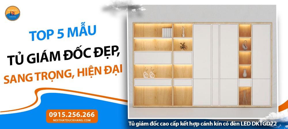 Tủ giám đốc cao cấp kết hợp cánh kín có đèn LED DKTGD72