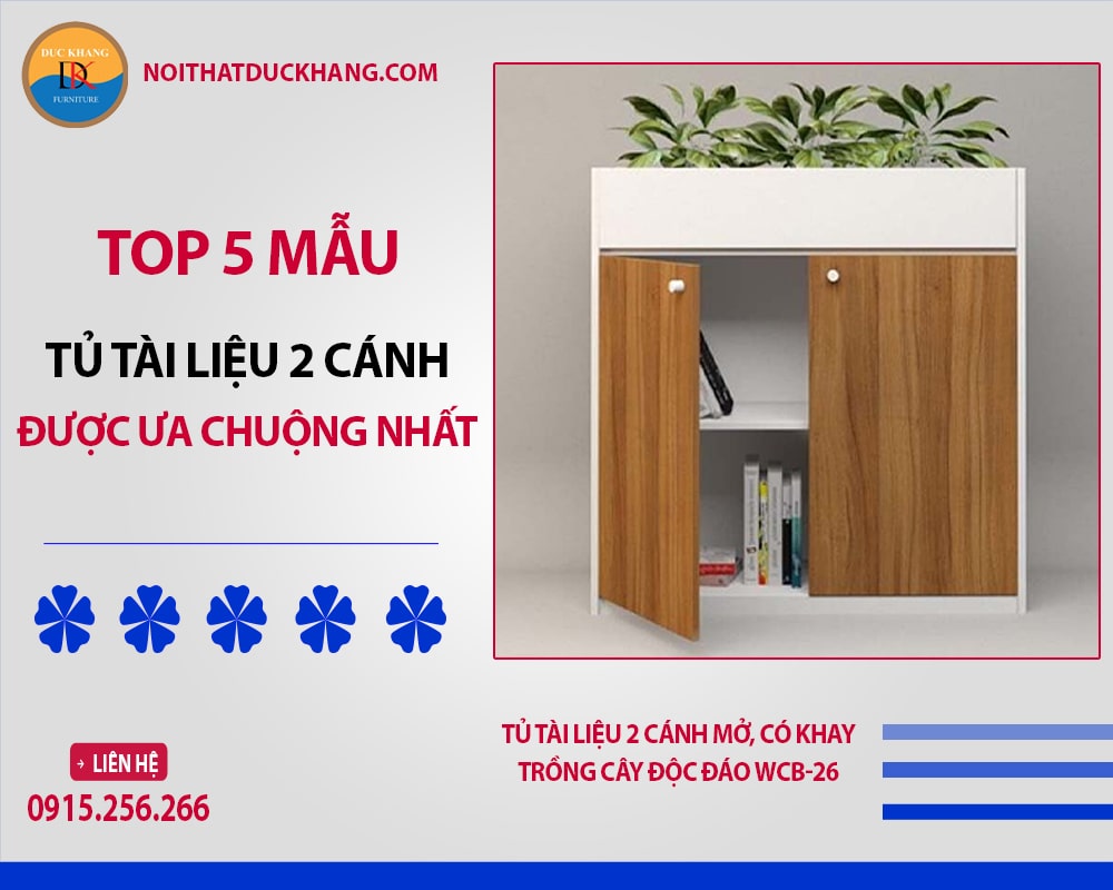 Tủ tài liệu 2 cánh mở, có khay trồng cây độc đáo WCB-26