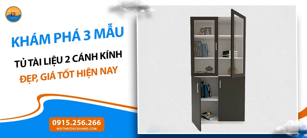 Tủ tài liệu 2 cánh kính gỗ công nghiệp bền bỉ WCB-14