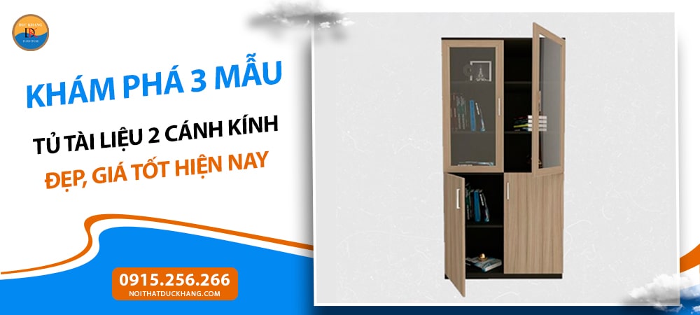 Khám phá 3 mẫu tủ tài liệu 2 cánh kính đẹp, giá tốt hiện nay
