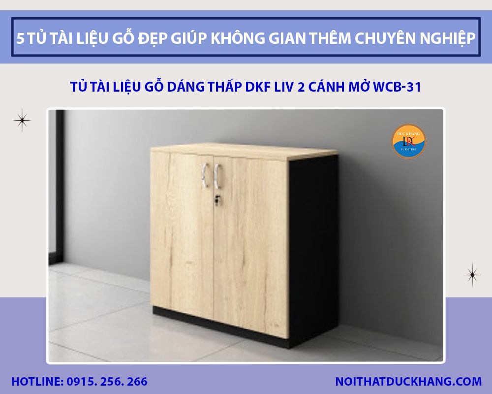 Tủ tài liệu gỗ dáng thấp DKF LIV 2 cánh mở WCB-31
