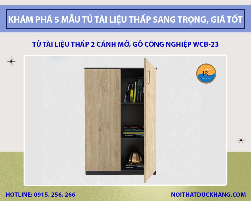 Tủ tài liệu thấp 2 cánh mở, gỗ công nghiệp WCB-23