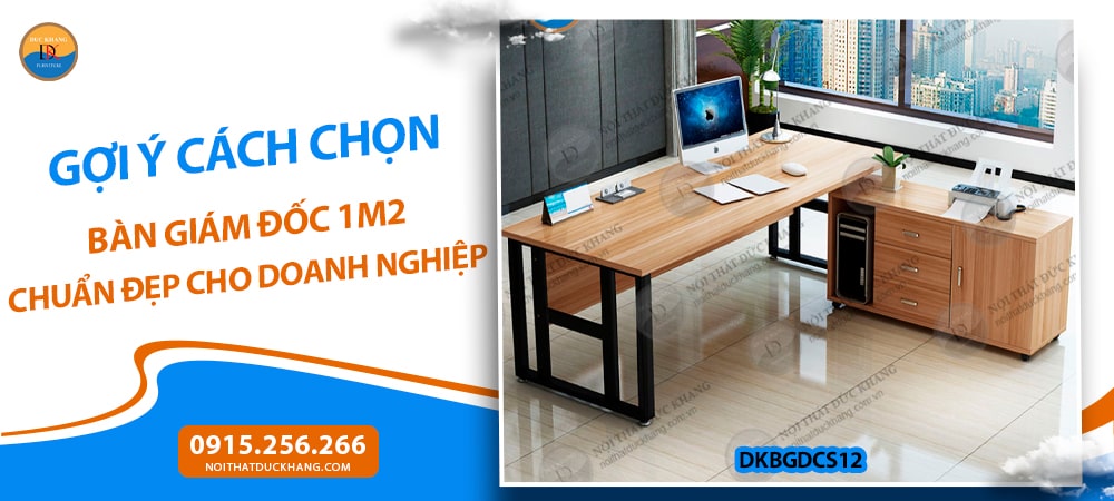 Bàn giám đốc 1m2 chữ L, chân sắt kèm tủ di động DKBGDCS12 Bàn giám đốc 1m2 chữ L, chân sắt kèm tủ di động DKBGDCS12