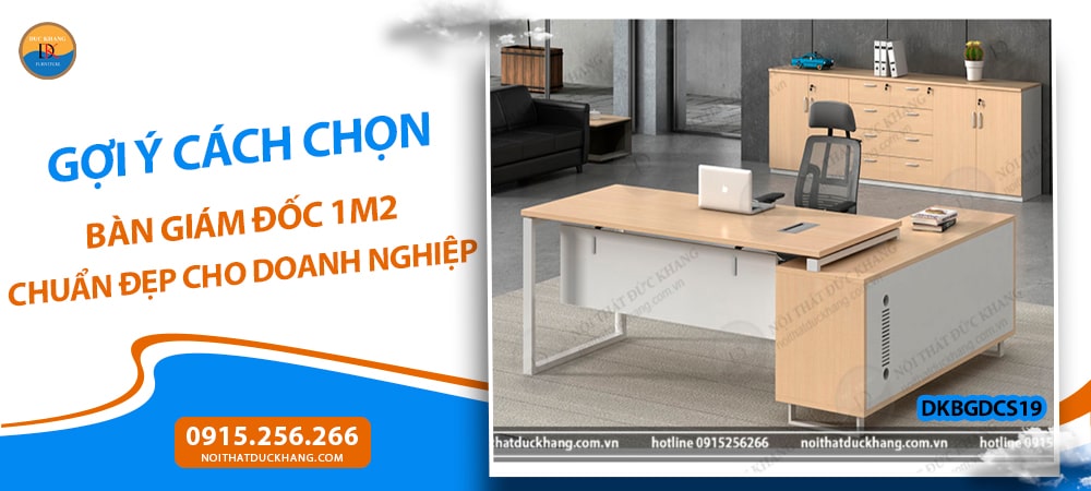 Bàn giám đốc 1m2 chữ L, chân sắt kèm tủ phụ DKBGDCS19 Bàn giám đốc 1m2 chữ L, chân sắt kèm tủ phụ DKBGDCS19