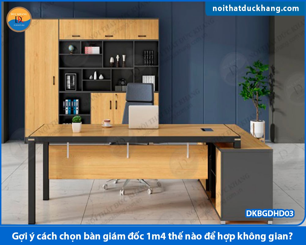 Bàn giám đốc 1m4 chữ L chân sắt, kèm tủ phụ DKBGDHD03 Bàn giám đốc 1m4 chữ L chân sắt, kèm tủ phụ DKBGDHD03