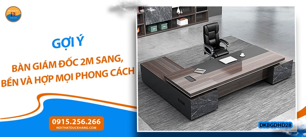 Bàn giám đốc gỗ công nghiệp 2m chữ L, kèm tủ phụ tiện lợi DKBGDHD28 Bàn giám đốc gỗ công nghiệp 2m chữ L, kèm tủ phụ tiện lợi DKBGDHD28