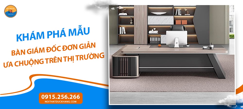 Bàn giám đốc đơn giản chữ L kèm tủ phụ, chân bàn độc đáo DKFBGD128 Bàn giám đốc đơn giản chữ L kèm tủ phụ, chân bàn độc đáo DKFBGD128