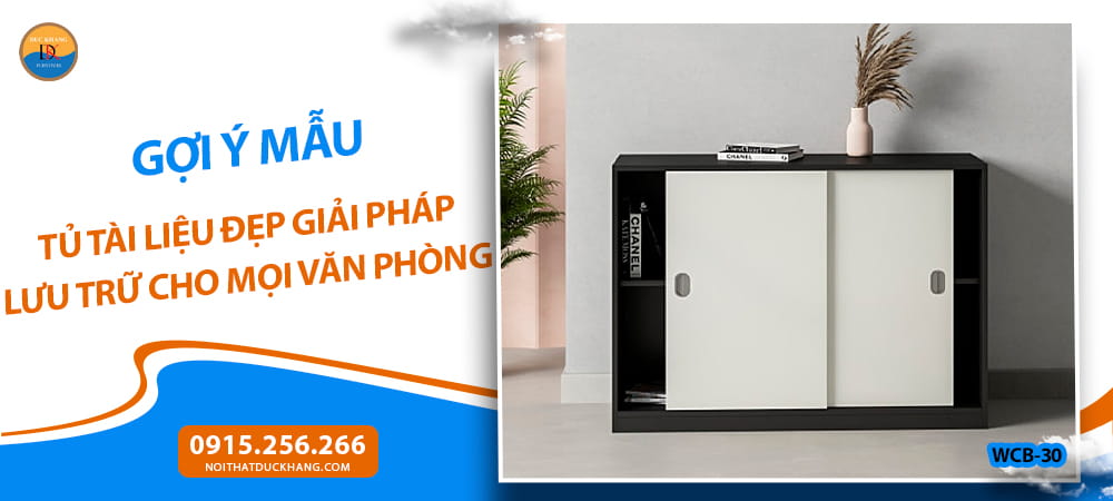 Mẫu tủ tài liệu đẹp dạng thấp 2 cánh lùa Taja WCB-30