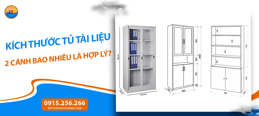 Kích thước tủ tài liệu 2 cánh cao để tăng khả năng lưu trữ
