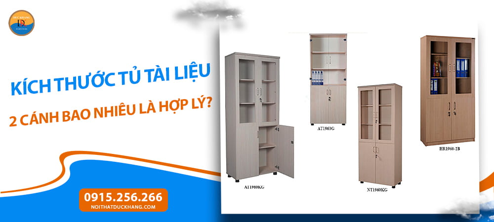Kích thước tủ tài liệu 2 cánh tiêu chuẩn cho văn phòng