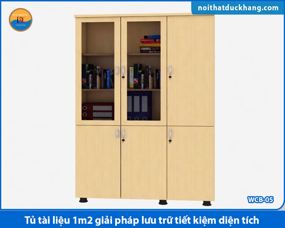 Tủ tài liệu 1m2 kết hợp kính hoặc cánh lùa
